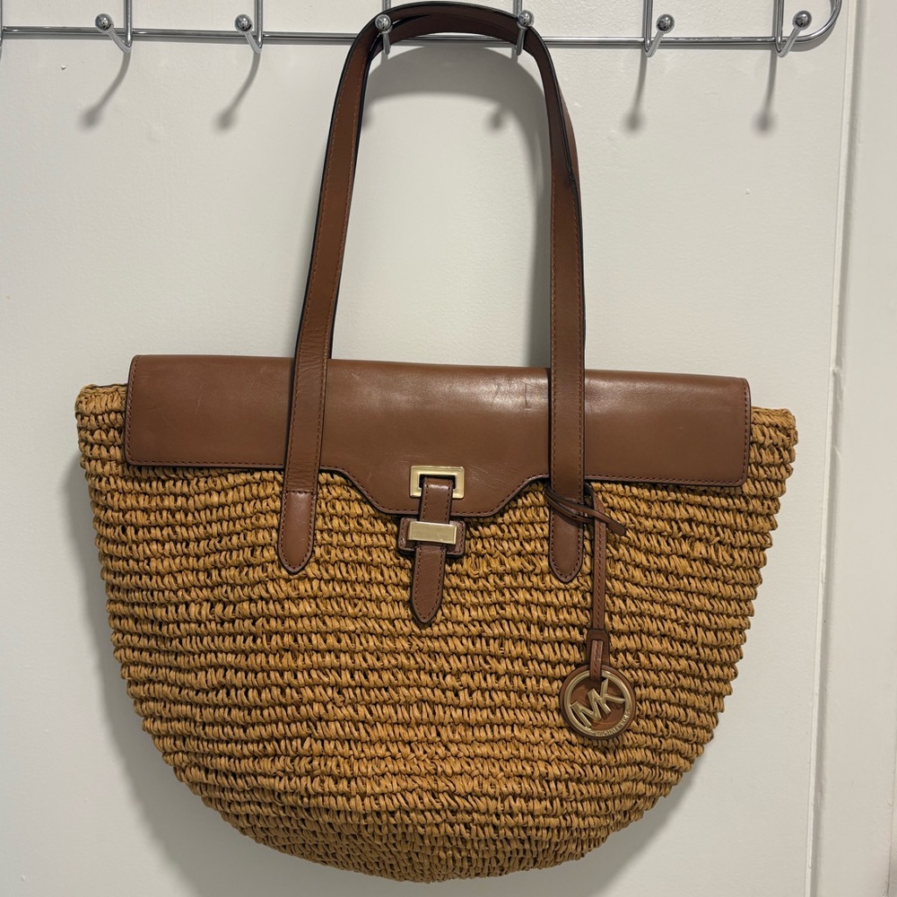 Michael Kors Tan and Brown Woven Tote